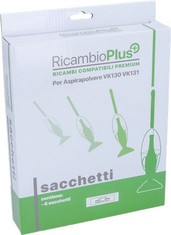 SACCHETTI CARTA VK130/VK131 RICAMBIO PLUS SCATOLA 6 PZ
